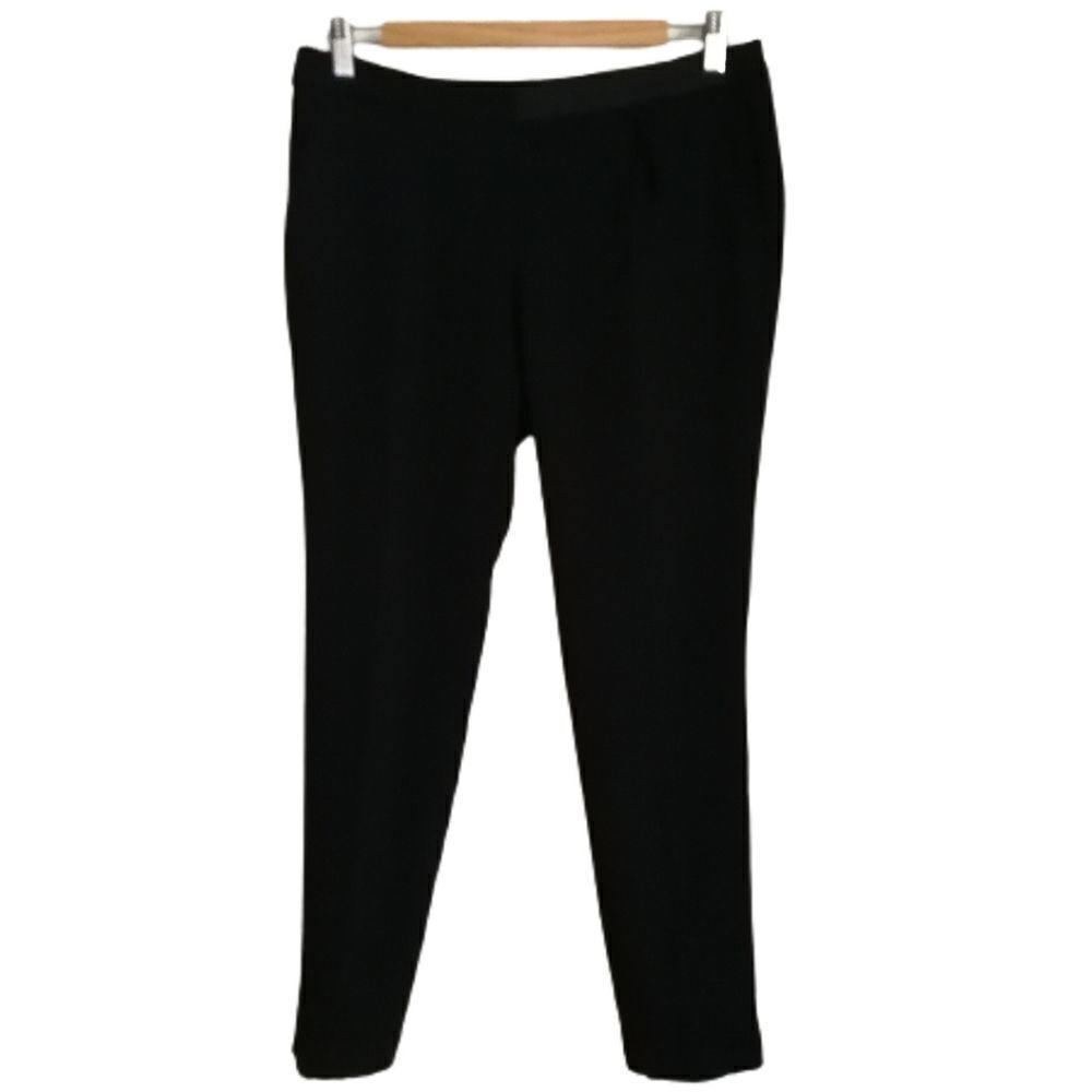 MARC CAIN Black Raw Hems Classic Casual Cotton Stretch Trouser Pants Size 8